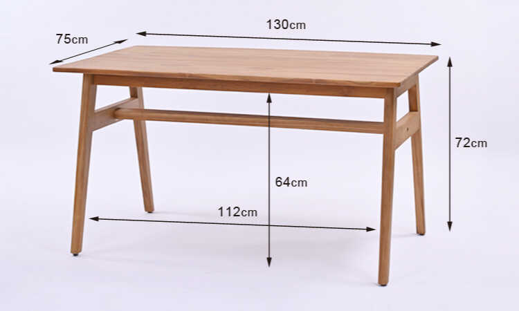 DI-2403 幅130cm天然木チーク無垢材のダイニングテーブルのサイズ詳細画像