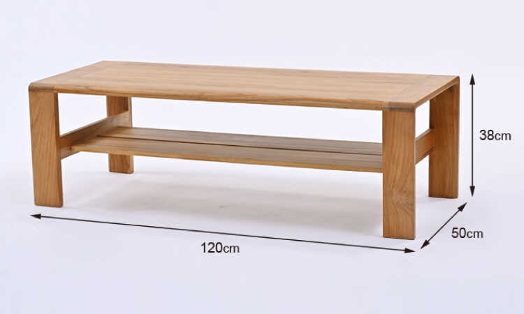 TA-2801 幅120cm天然木チーク無垢材ローテーブルのサイズ詳細画像