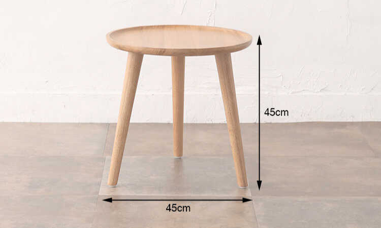 TA-2802 直径45cm天然木チーク無垢材サイドテーブルのサイズ詳細画像