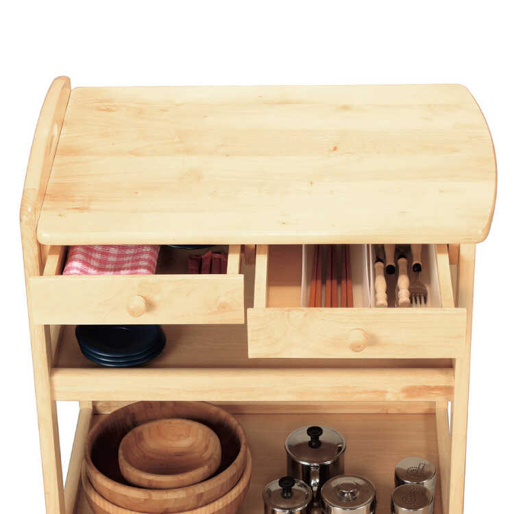 ⭐︎IKEA 木製キッチンワゴン 引き出し付き⭐︎ KI-2055 引出し付き天然木製キッチンワゴン｜幅62・キャスター付