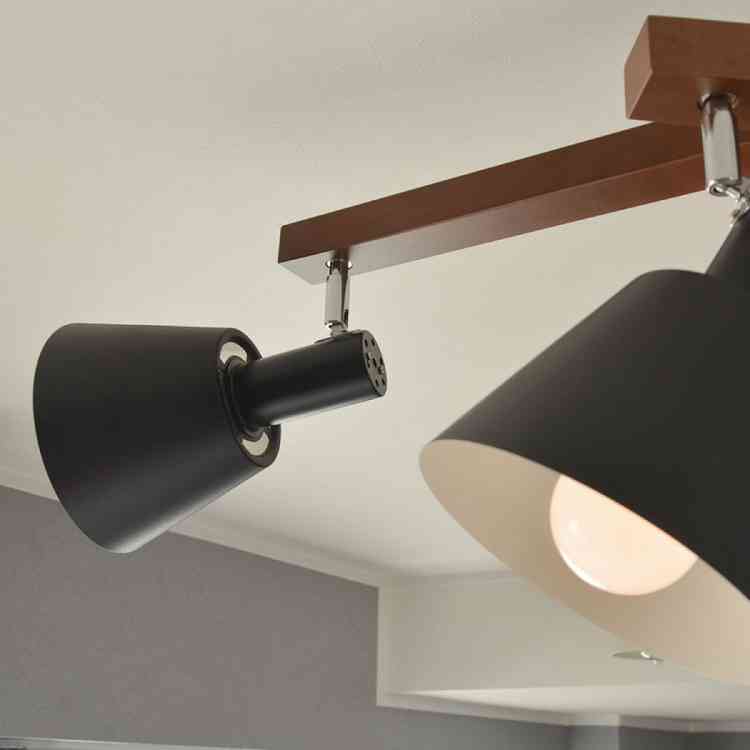 LT-4806 北欧風スポット4連シーリングライト｜黒ブラック