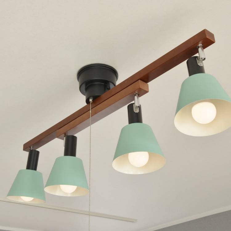 LT-4809 木製スポットライト4連シーリング｜グリーン色