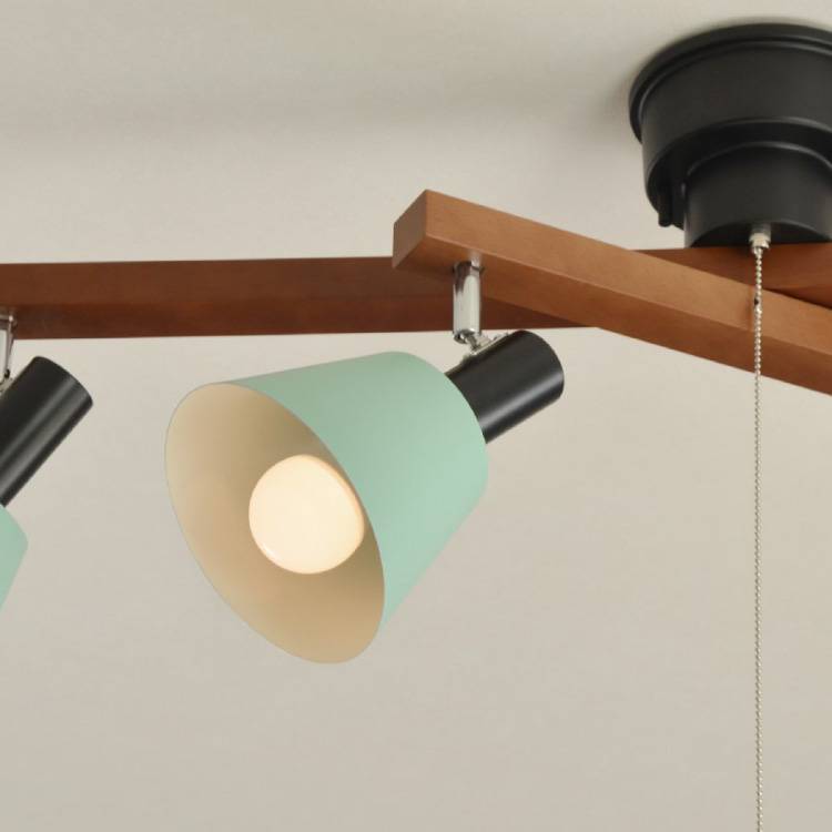 LT-4809 木製スポットライト4連シーリング｜グリーン色