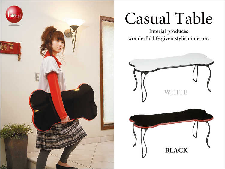 折りたたみ式センターテーブル ブラック 80cm 収納 机