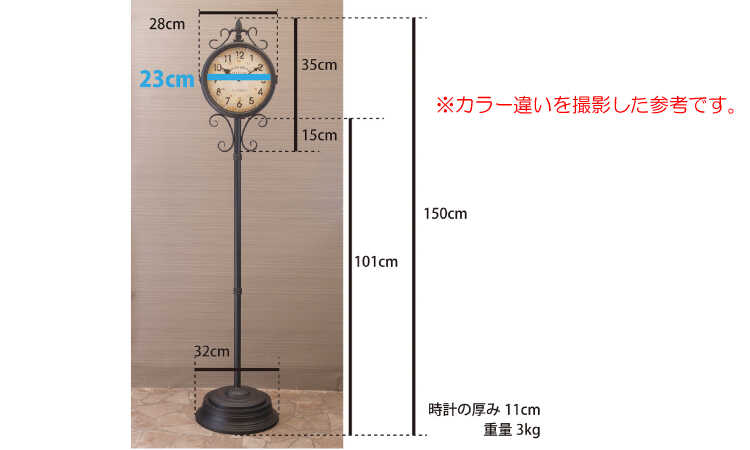 CL-2555 アンティークで超かわいい置き時計のサイズ詳細画像