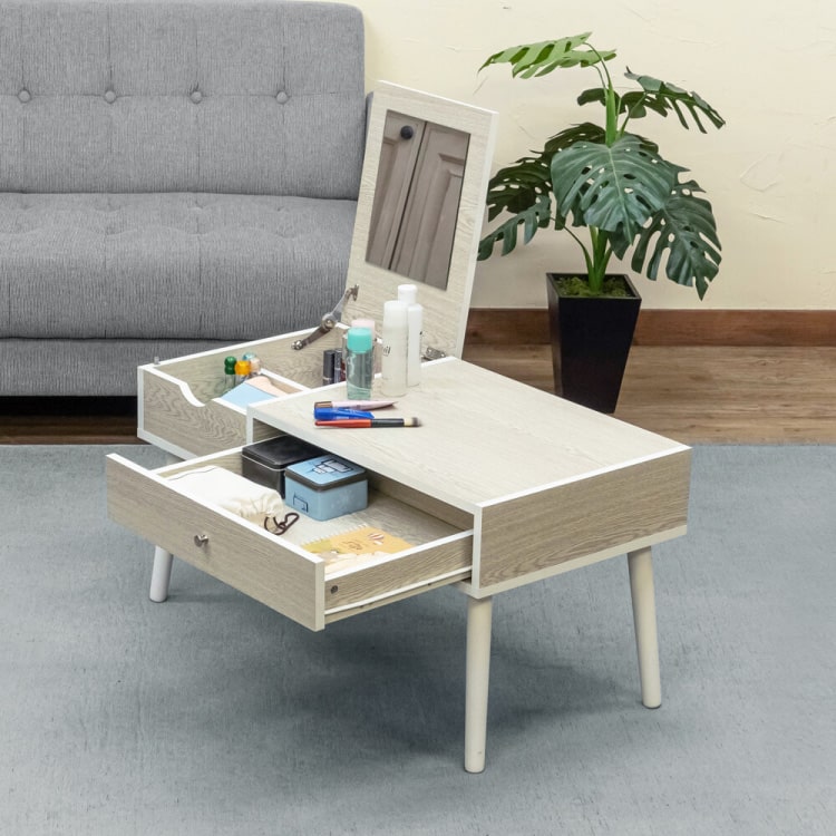 DR-1032 アンティークなドレッサーテーブル｜白木目ホワイト