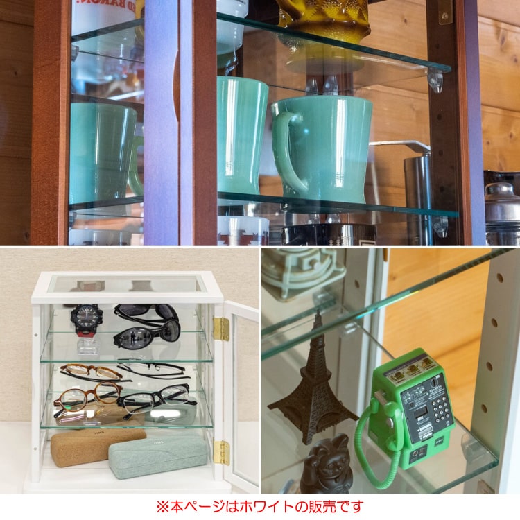 RA-3633 コンパクト卓上コレクションケース｜白ホワイト幅35cm