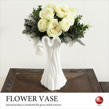 ハイデザインの白いインテリア花瓶(造花専用フラワーベース)