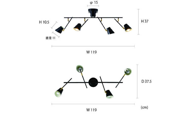 LT-4887 可動アームがスタイリッシュなシーリングライトのサイズ詳細画像