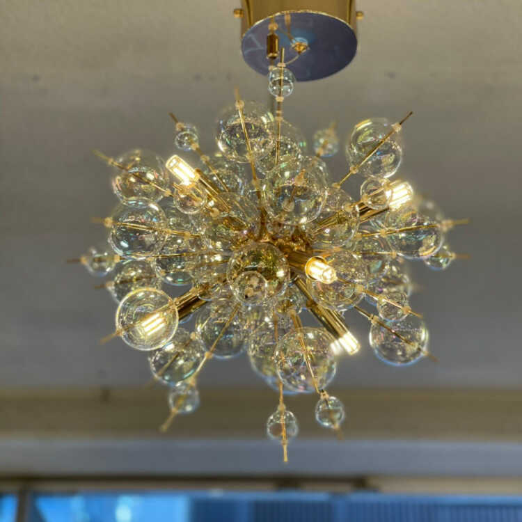 LT-4914 キラキラなガラスボールの6灯ペンダントライト｜ゴールド