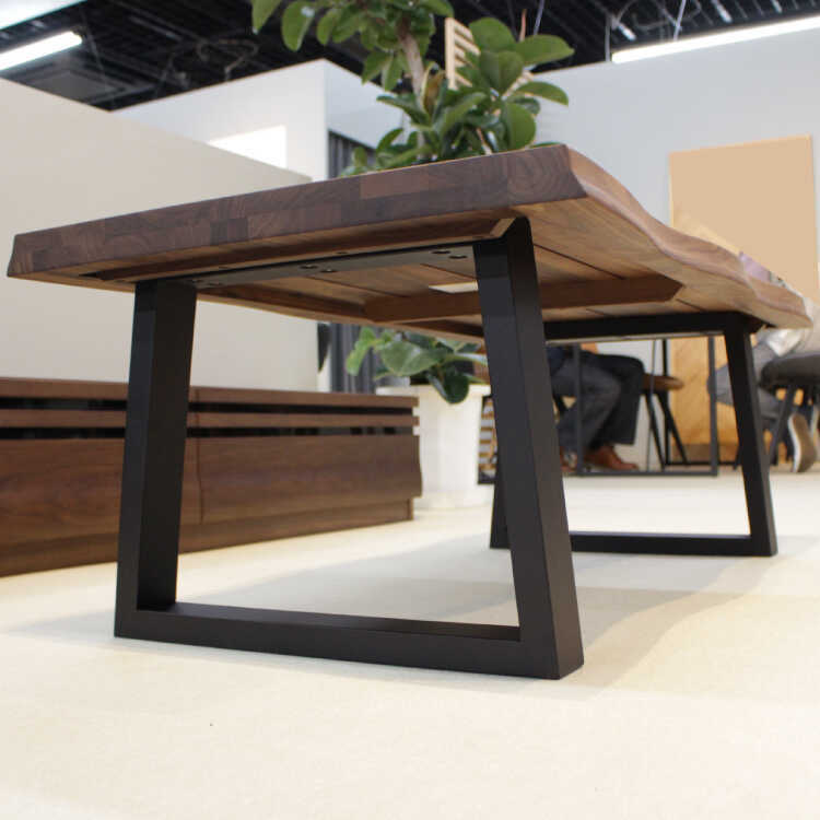 【美品】欅一枚板✕金属黒脚　無垢　木製センターテーブル ブラウン TA-2832 大きいウォールナット無垢材センターテーブル幅150cm