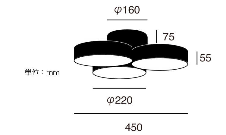 LT-4985 調光と調色ができるお洒落なLEDシーリングライトのサイズ詳細画像