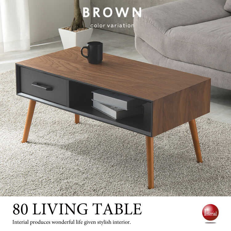 TA-2859 幅80cm高い収納力のハイデザインなローテーブル