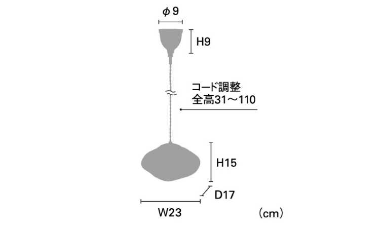 LT-4997 雲が浮かぶようなデザインがキュートガラス製ペンダントライトのサイズ詳細画像