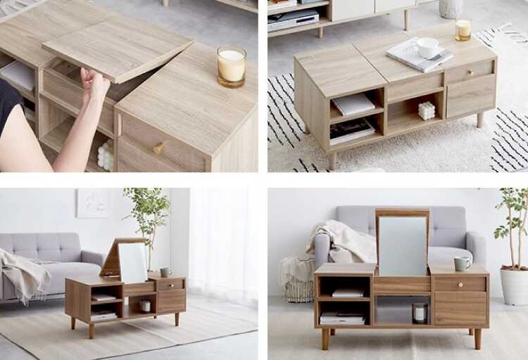 DR-1037 収納力抜群ドレッサーテーブル・北欧ブラウン・幅85cm