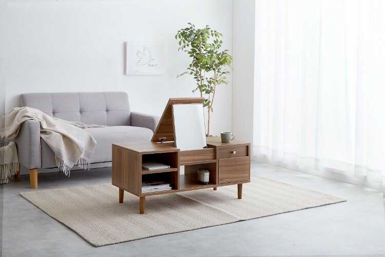 DR-1037 収納力抜群ドレッサーテーブル・北欧ブラウン・幅85cm