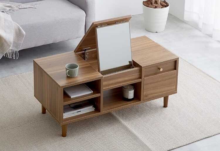 DR-1037 収納力抜群ドレッサーテーブル・北欧ブラウン・幅85cm