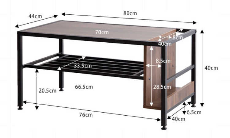 TA-2877 幅80cmマガジンラック付きリビングテーブルのサイズ詳細画像