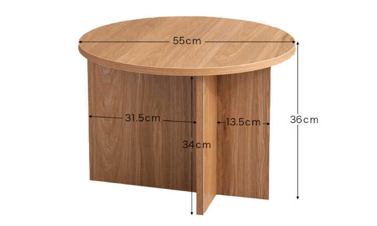 TA-2879 直径55cm場所を取らない円形ローテーブルのサイズ詳細画像