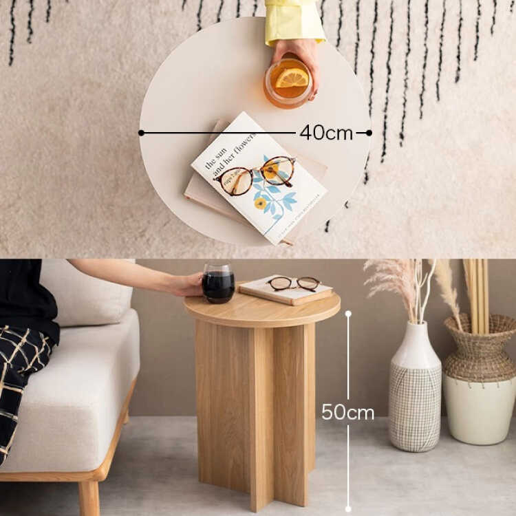 TA-2881 スタイリッシュ円形サイドテーブル・直径40ナチュラル色