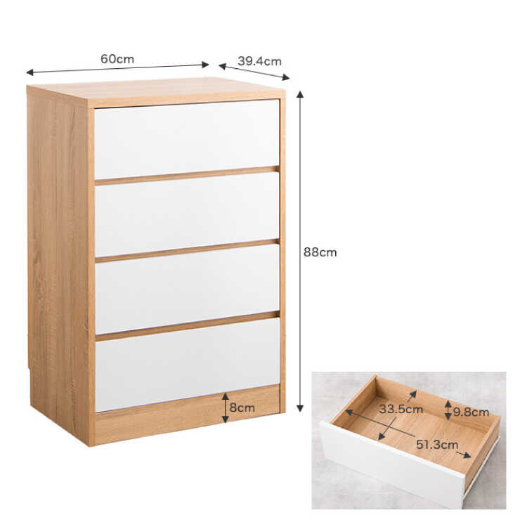 WR-1566 幅60cmシンプルでかわいい衣類チェストのサイズ詳細画像