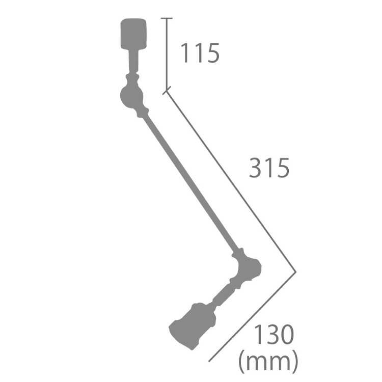 LT-5068 ヴィンテージなアーム式ダクトレール用照明のサイズ詳細画像