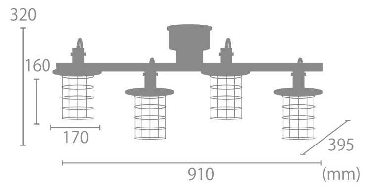 LT-5072 レトロヴィンテージなシーリングライトのサイズ詳細画像