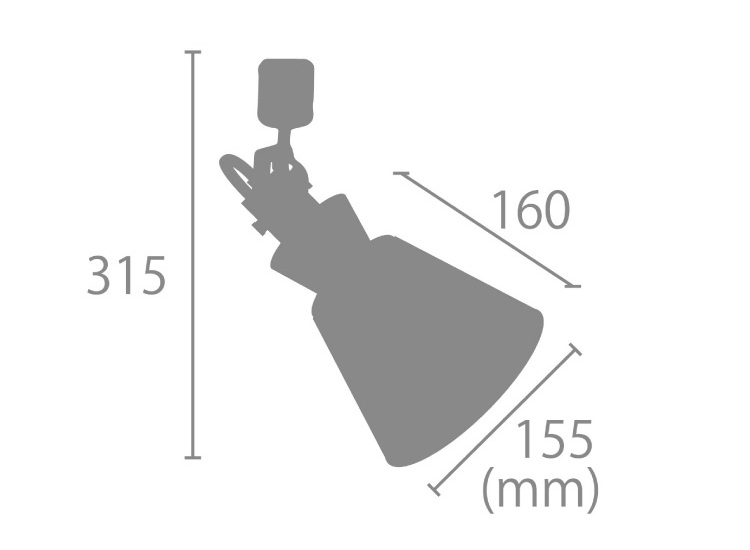 LT-5095 可愛いダクトレール用スポットライトのサイズ詳細画像