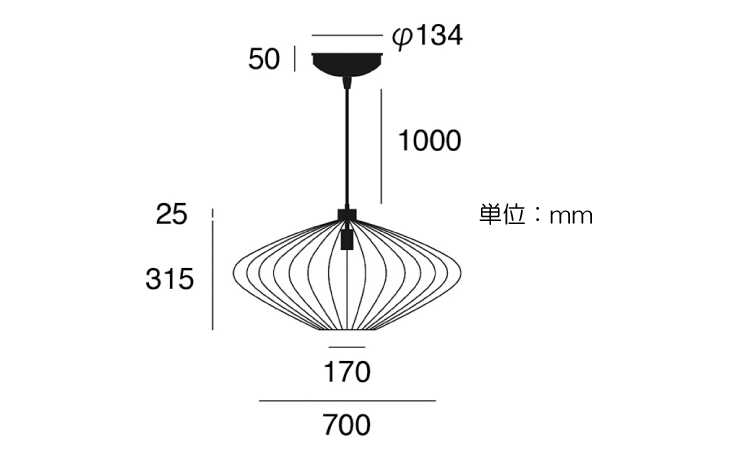 LT-5123 ワイヤーフレームのペンダントライトのサイズ詳細画像