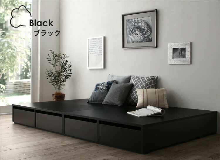 BE-3345 小上がりになるヘッド無しシンプルなセミダブルベッド・黒 BE-3345 小上がりになるヘッド無しシンプルなセミダブルベッド・黒