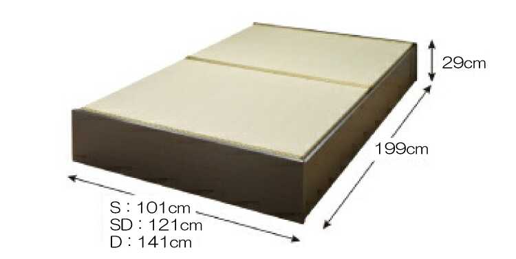 BE-3359 小上がりにもなる畳のシングルベッドのサイズ詳細画像