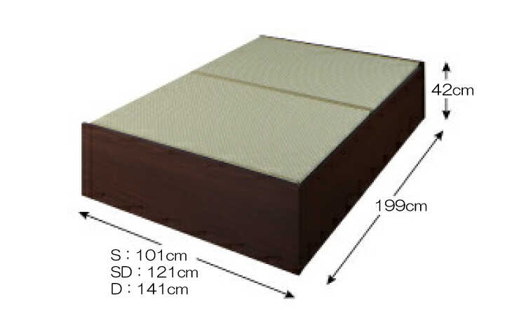 BE-3362 小上がりにもなる畳のシングルベッドのサイズ詳細画像