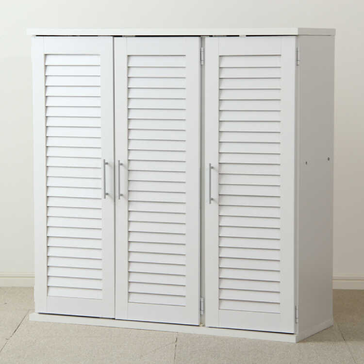 ST-1397 大容量のワイドな下駄箱・白ホワイト・幅90ルーバー扉