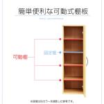 扉内は可動式の3枚の可動棚を使用