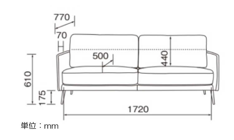 SF-4303 幅186cm汚れに強いヴィンテージ風高級三人掛けソファーのサイズ詳細画像