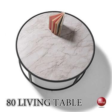 直径80cm・大理石柄のラージサイズの丸センターテーブル