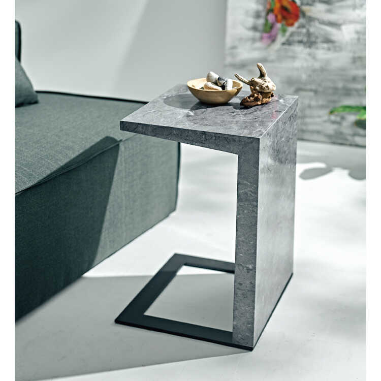 TA-2914 ソファー用の大理石柄鏡面仕上げサイドテーブル・幅40