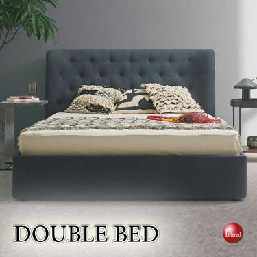 上品なクラシックデザインのダブルベッド（布ファブリック製）