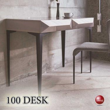 幅100cm・グレーの鏡面がスタイリッシュな高級デスク（引き出し2杯付き）