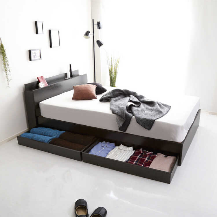 チェスト ベッド 約幅149.4cm ダブル オーク 宮付き コンセント付き 大人かわいいインテリア 組立品 ベッドルーム〔代引不可〕 チェスト ベッド ダブル 約幅149.4cm オーク 引出付き 宮付き 収納付