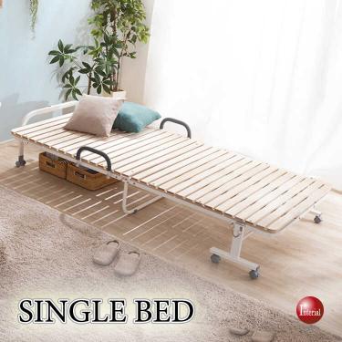 折りたたみ桐すのこベッド（シングル・キャスター付き移動可能）