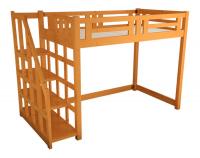 天然木製階段付きロフトベッド