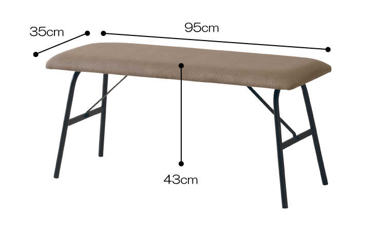 CH-4158 幅95cmシンプルで上品なダイニングベンチのサイズ詳細画像