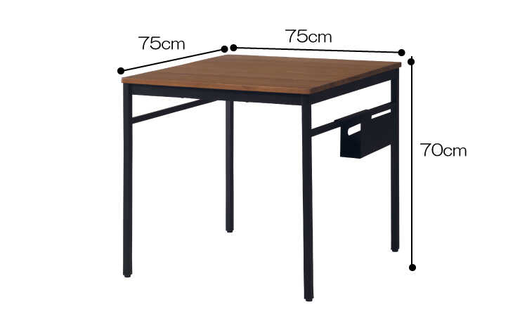 DI-2462 幅75cm一人暮らしや二人用におすすめのシンプルなダイニングテーブルのサイズ詳細画像