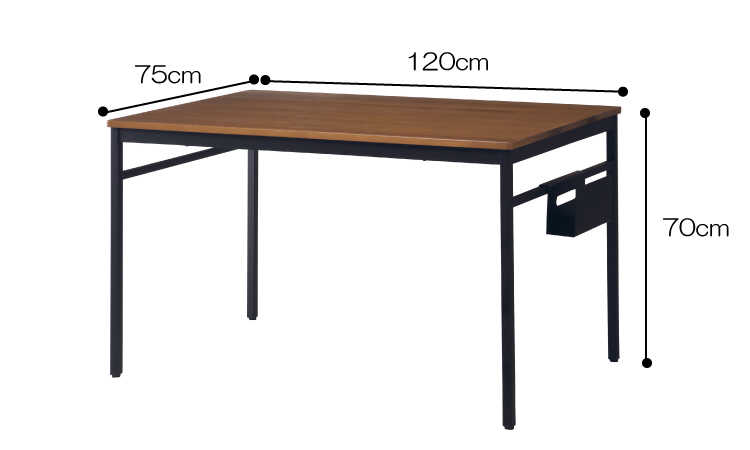 DI-2463 幅120cmシンプルな北欧風ダイニングテーブルのサイズ詳細画像