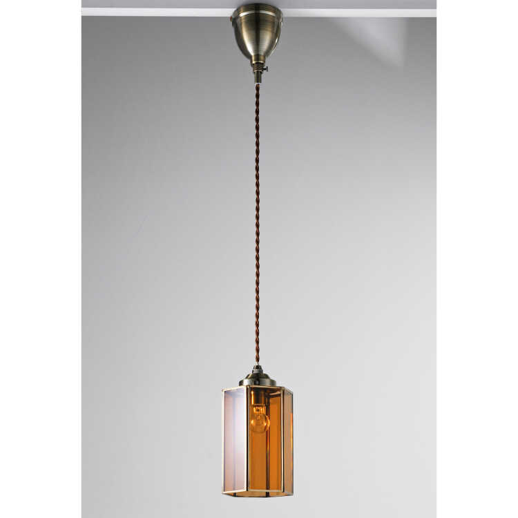 真鍮とガラスの組み合わせが美しいペンダントライト LT-5265 レトロな和風のガラス製ペンダントライト1灯・アンバー色
