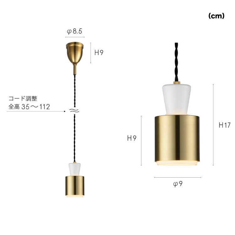 LT-5346キッチンやダイニングテーブルをお洒落に照らす1灯ペンダントライトのサイズ詳細画像