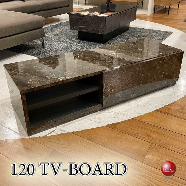 TB-2829黒ブラック大理石柄メラミン貼りテレビ台・幅120完成品