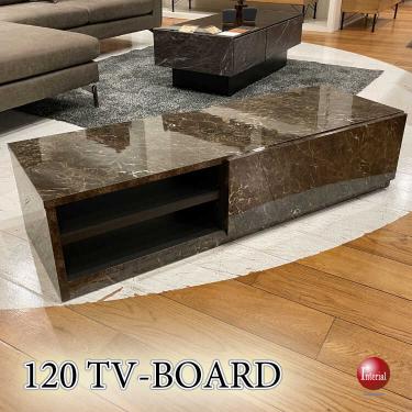 幅120cm・黒ブラックの大理石柄メラミン製テレビ台（完成品）