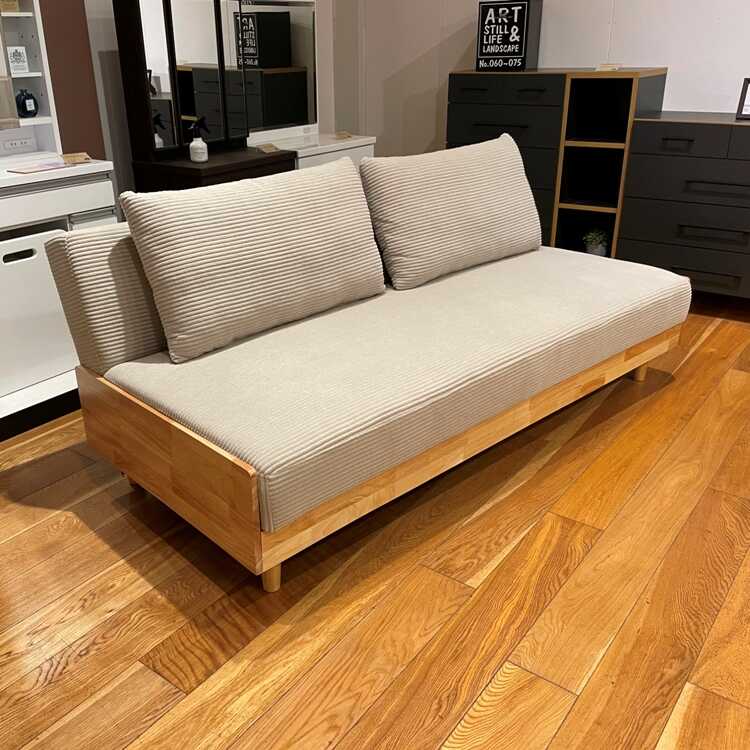 SF-4359 北欧風布製ソファーベッド・幅189cm・ベージュ色